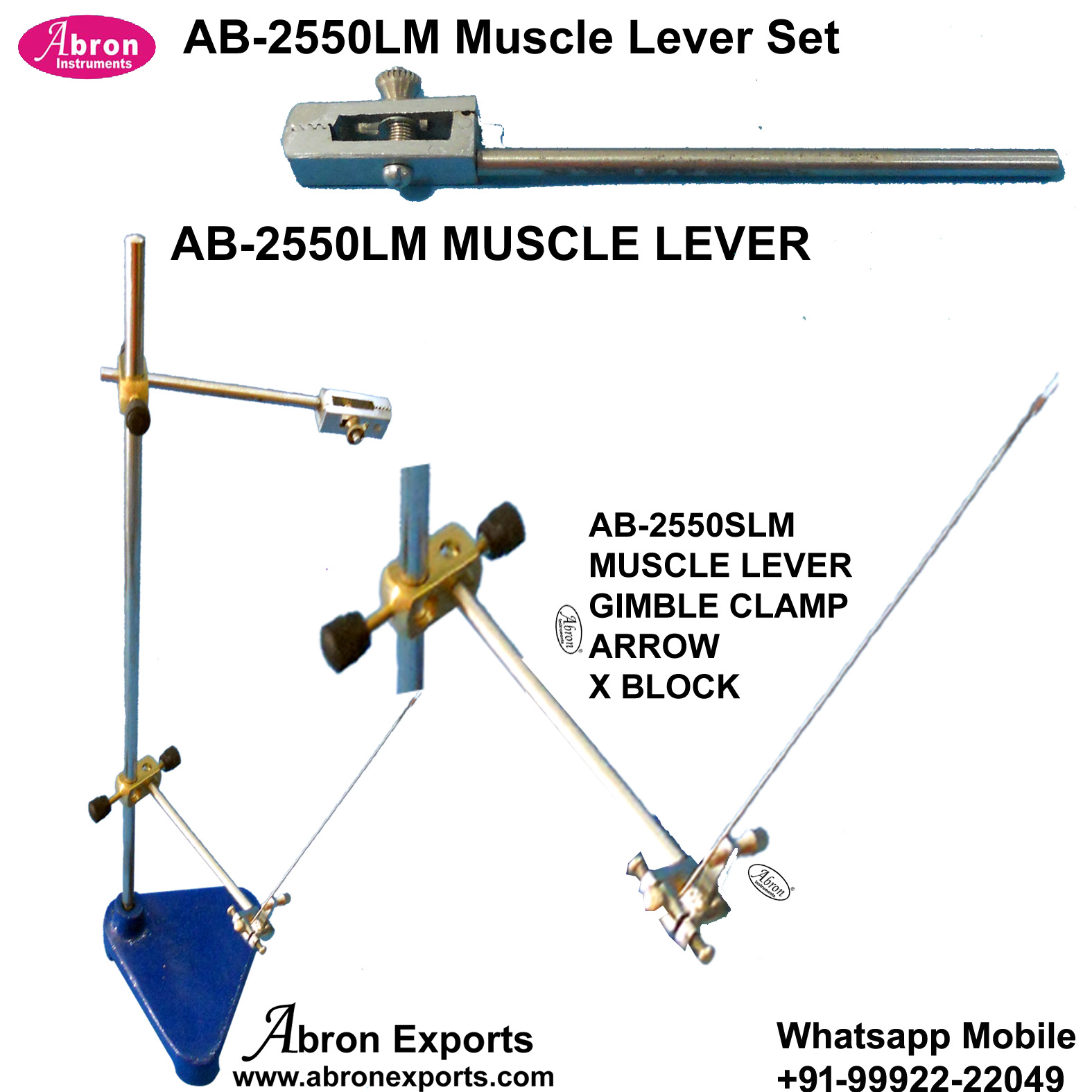 Pharmacy Kymograph Spare Muscle Lever Set With Muscle Clamp Gimble Lever Arrow X Block Iron Stand Rod Optional Recording Drum Stimulator Abron AB-2582SLM 